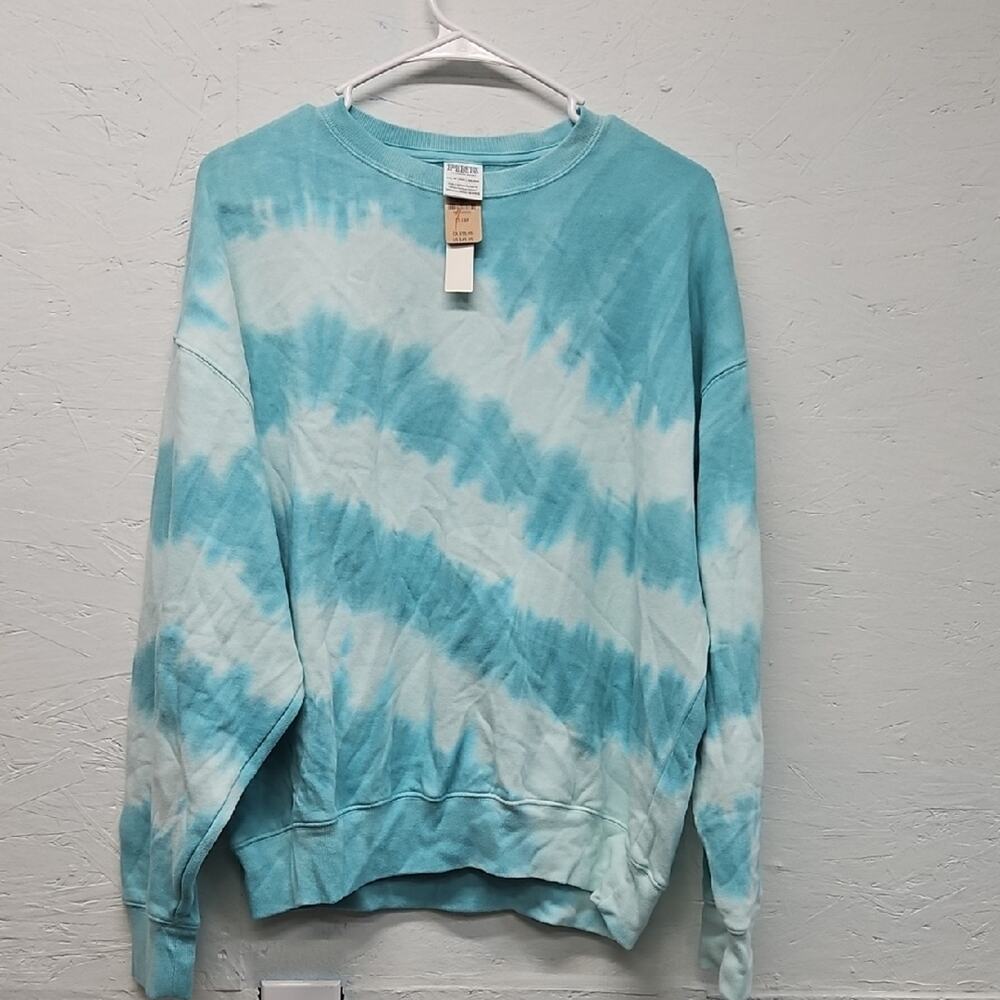 NWT Pink By Victoria Secret Blue & White Tie-Dye Sweater. Size XS.